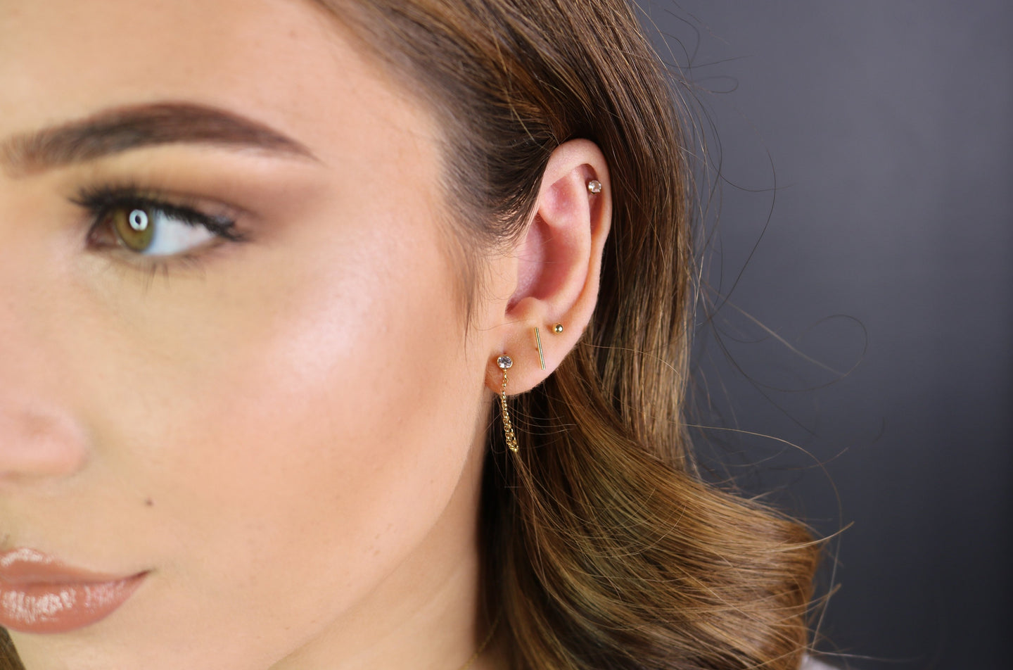 CZ Chain Earrings | Front to Back Earrings